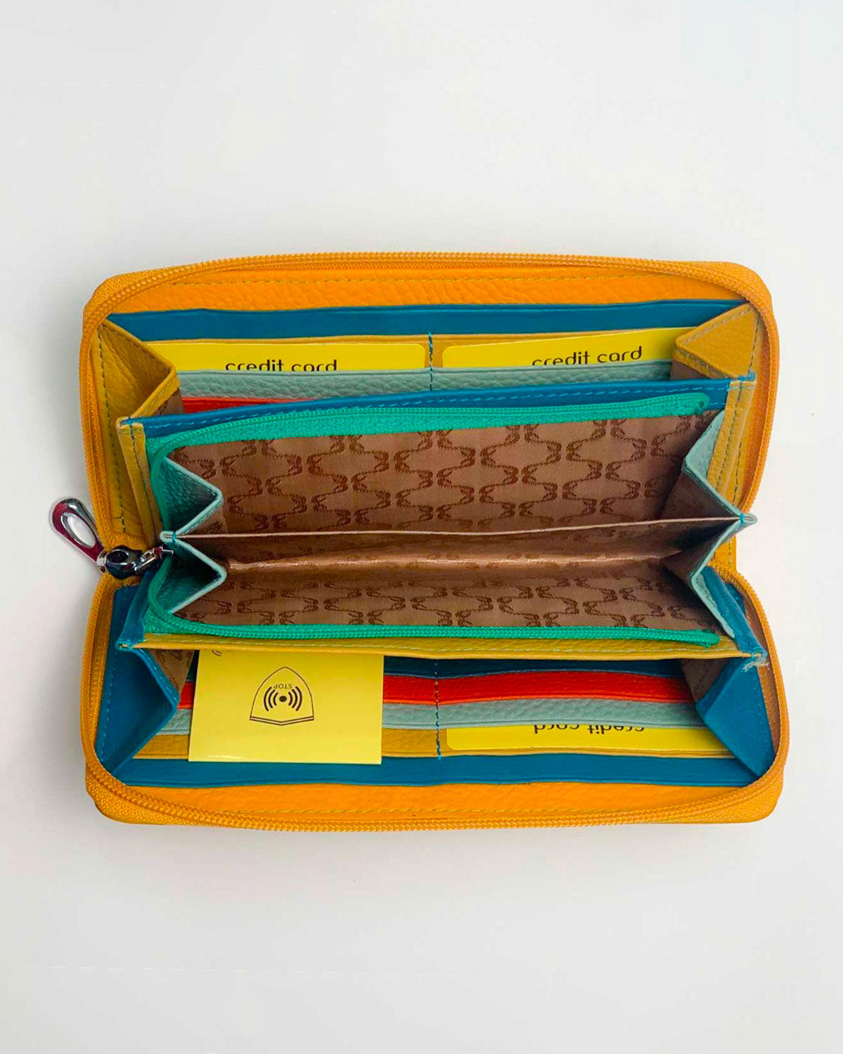 Giunone Women's Wallet Coin Purse Card Holder in Genuine Handcrafted Yellow Leather Made in Italy