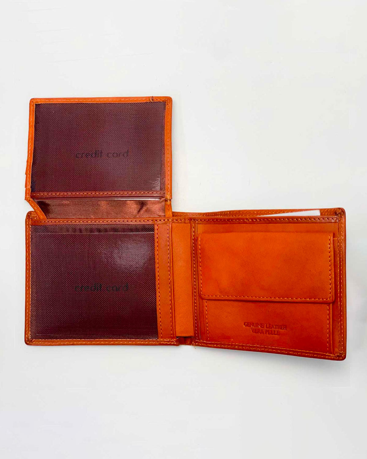 Ercole Men's Wallet Coin Purse Card Holder in Genuine Cognac Handcrafted Leather Made in Italy