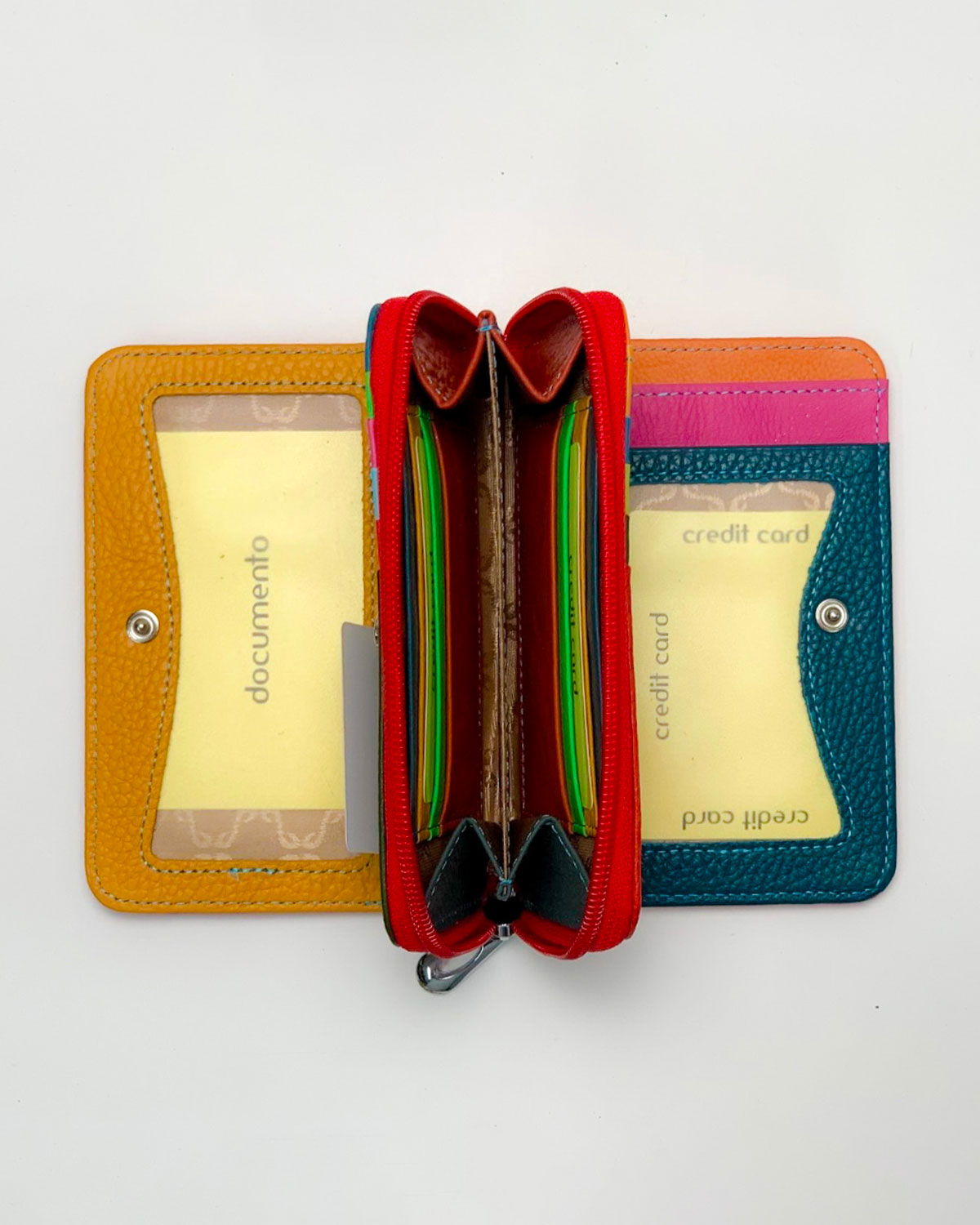 Demetra Women's Wallet, Coin Purse, Card Holder, Made in Italy, Genuine Red Leather