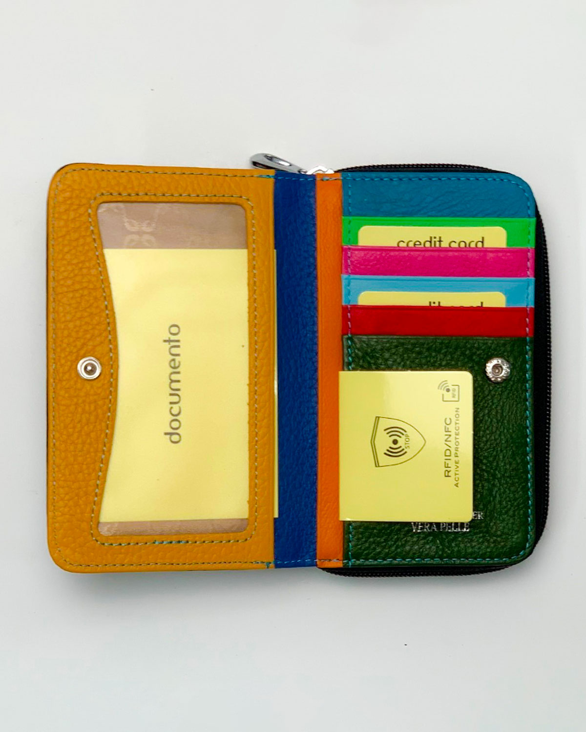 Demetra Women's Wallet, Coin Purse, Card Holder, Made in Italy, Black, Genuine Leather