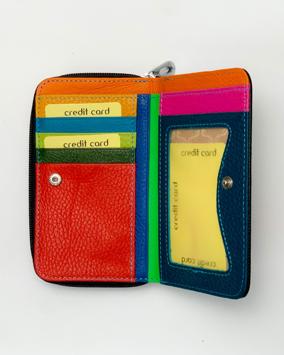 Demetra Women's Wallet, Coin Purse, Card Holder, Made in Italy, Black, Genuine Leather