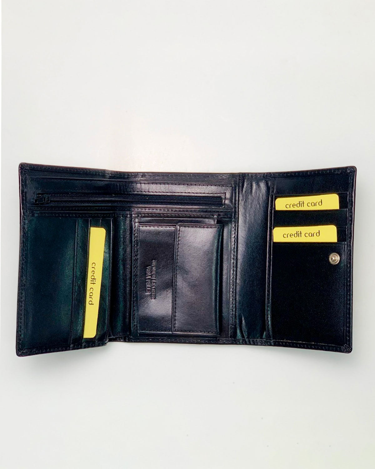 Women's Wallet Coin Purse Card Holder Era in Genuine Handcrafted Black Leather Made in Italy