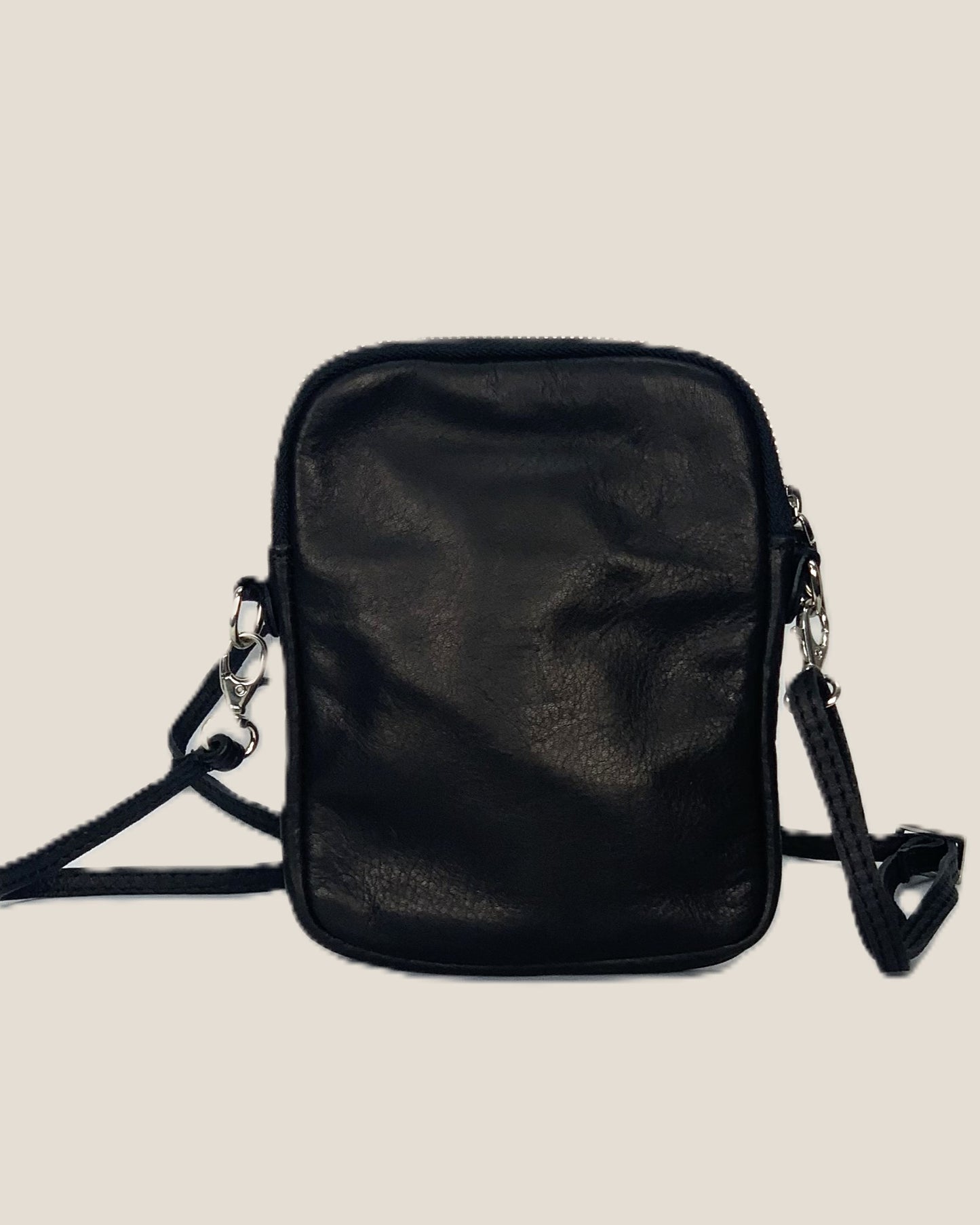 Attilio Black Small Leather Men's Sporty Shoulder Bag