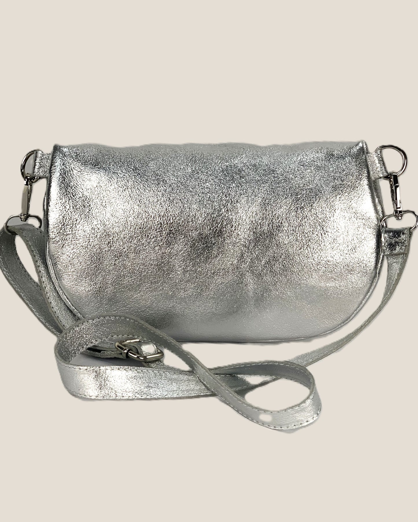 Marsupio o borsa a tracolla donna in vera pelle Emma colore Argento
