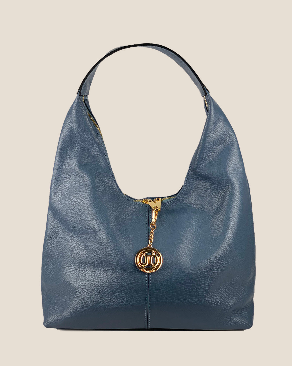 Borsa Spalla Hobo Donna Laura Vera Pelle Ceruleo Azzurro