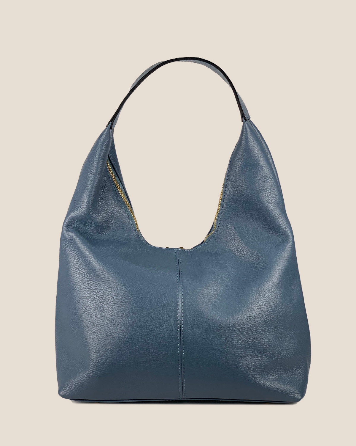 Borsa Spalla Hobo Donna Laura Vera Pelle Ceruleo Azzurro