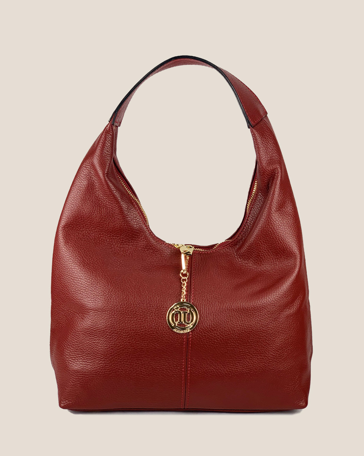 Borsa Spalla Hobo Donna Laura Vera Pelle Rosso scuro