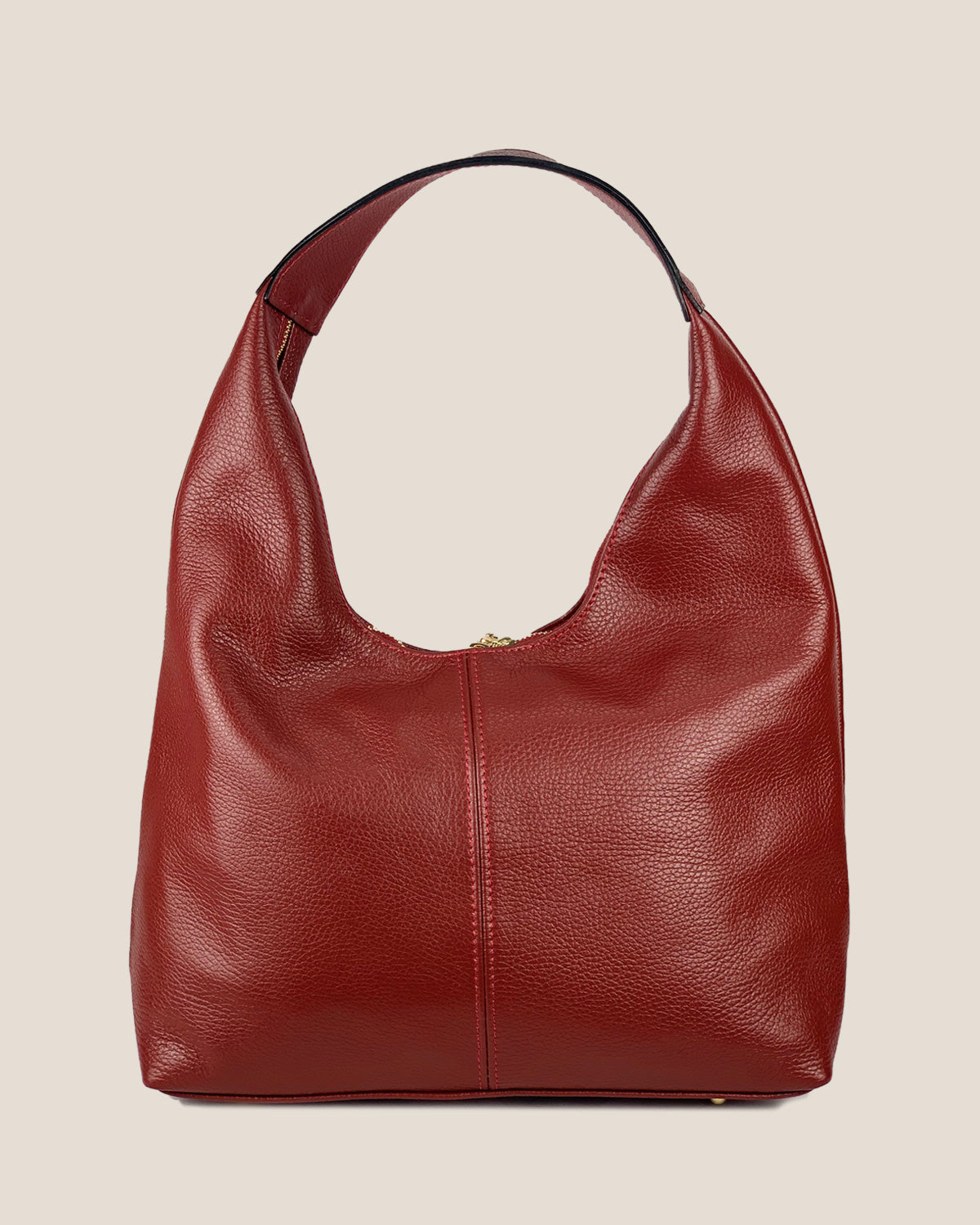 Borsa Spalla Hobo Donna Laura Vera Pelle Rosso scuro