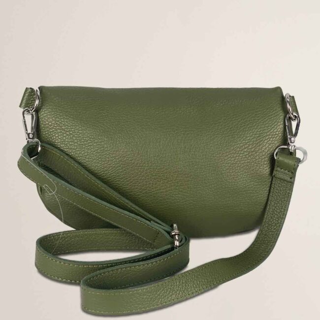 Marsupio o borsa a tracolla donna in vera pelle Emma colore Verde Militare