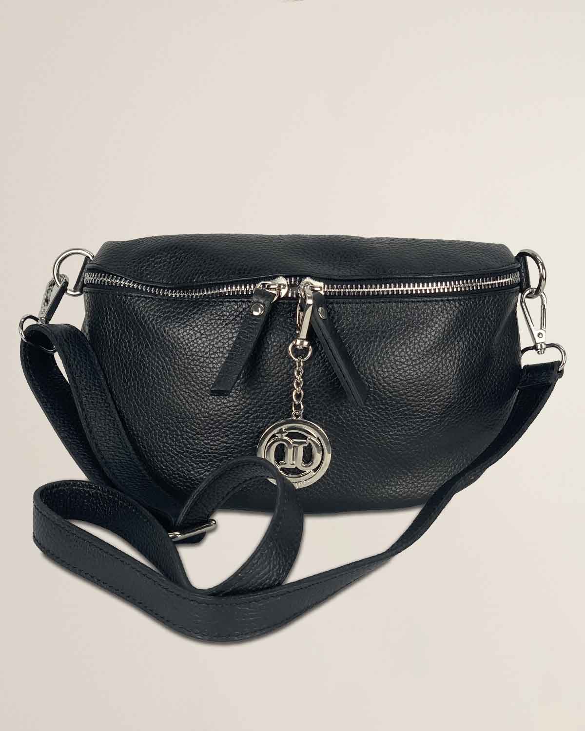 Marsupio o borsa a tracolla donna in vera pelle Emma colore Nero