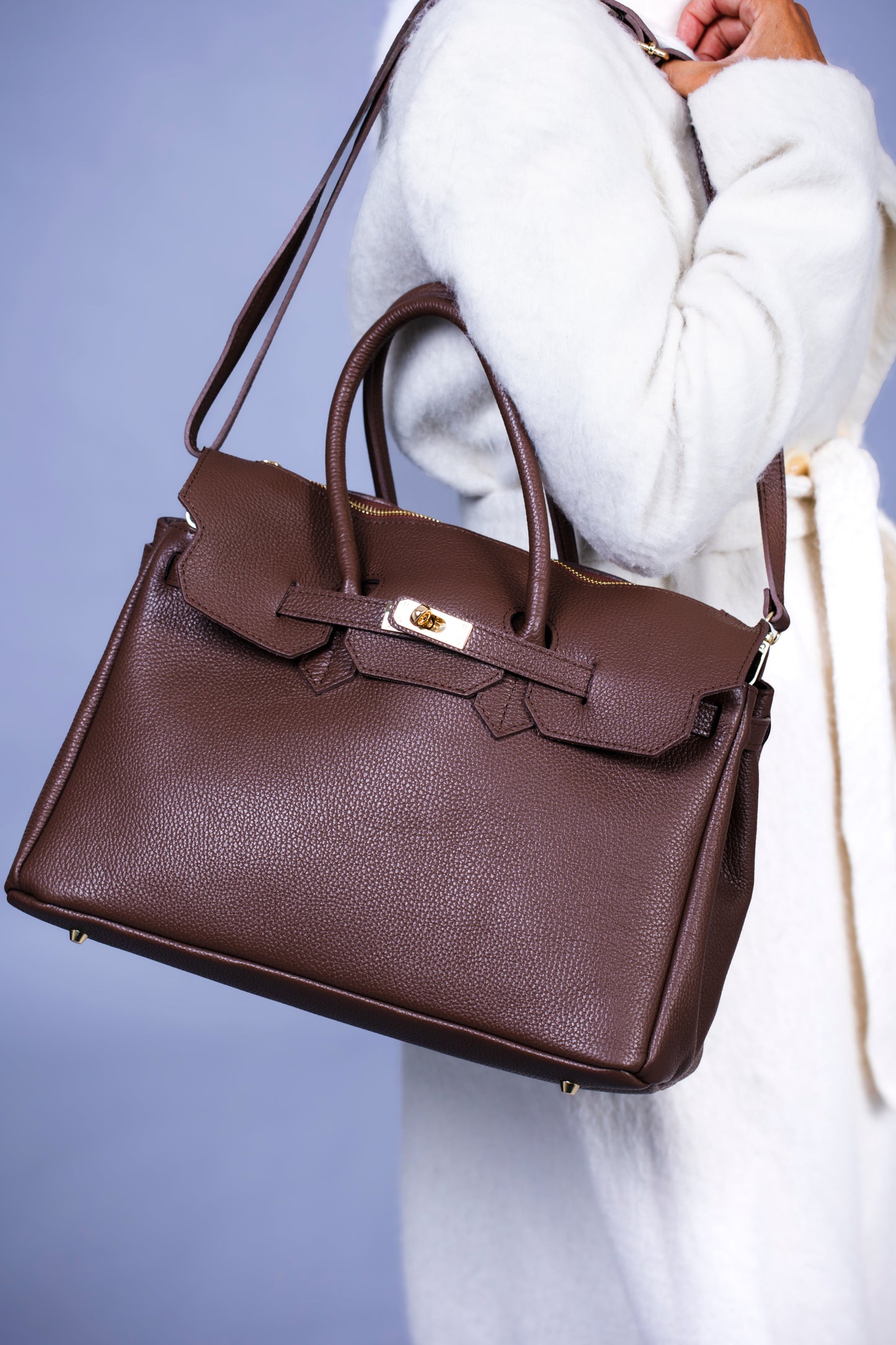 Borsa Donna LUNA in Vera Pelle Cioccolato Made in Italy – Eleganza Artigianale