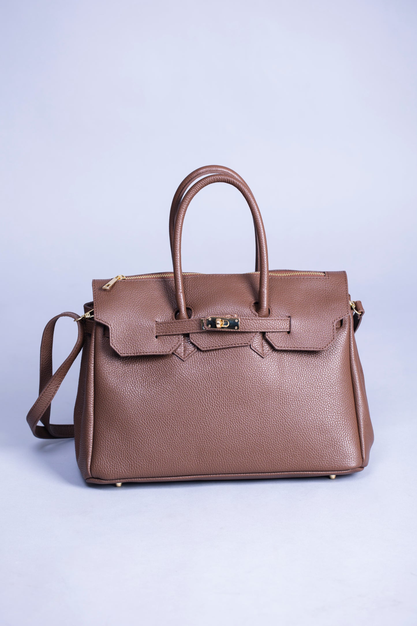 Borsa Donna LUNA in Vera Pelle Taupe Made in Italy – Eleganza Artigianale