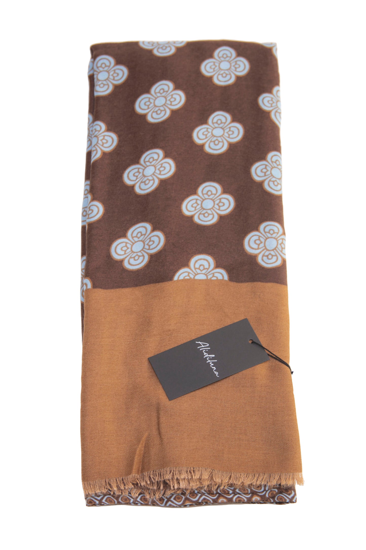 Sciarpa, foulard, Pashmina Uomo/Donna in Lana e Acrilico Marrone con Motivo Floreale