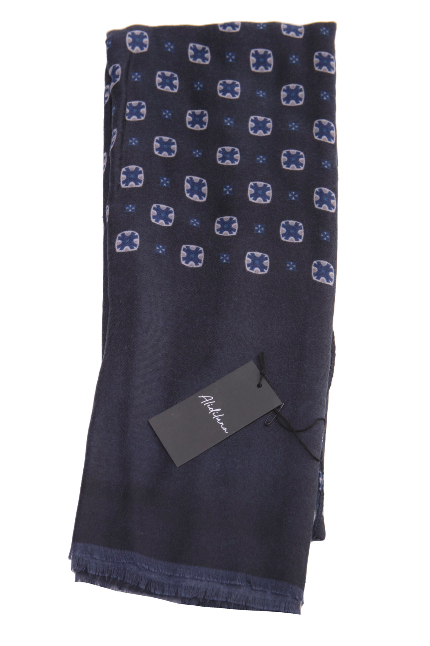 Sciarpa, foulard, Pashmina Uomo/Donna in Lana e Acrilico Blu motivo geometrico Grigio/Blu