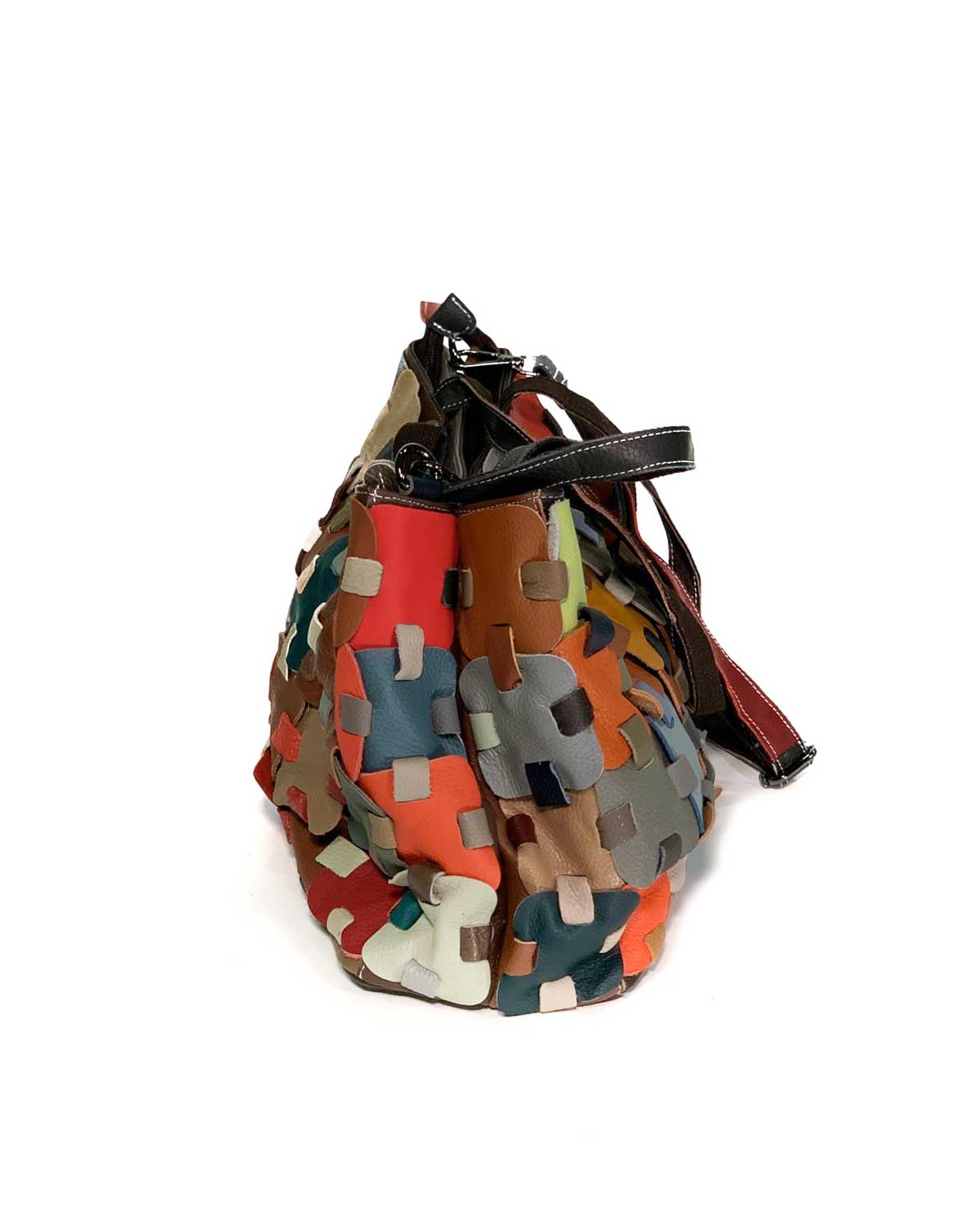 Roberta multicolored woven genuine leather women's handbag and shoulder bag 6653
