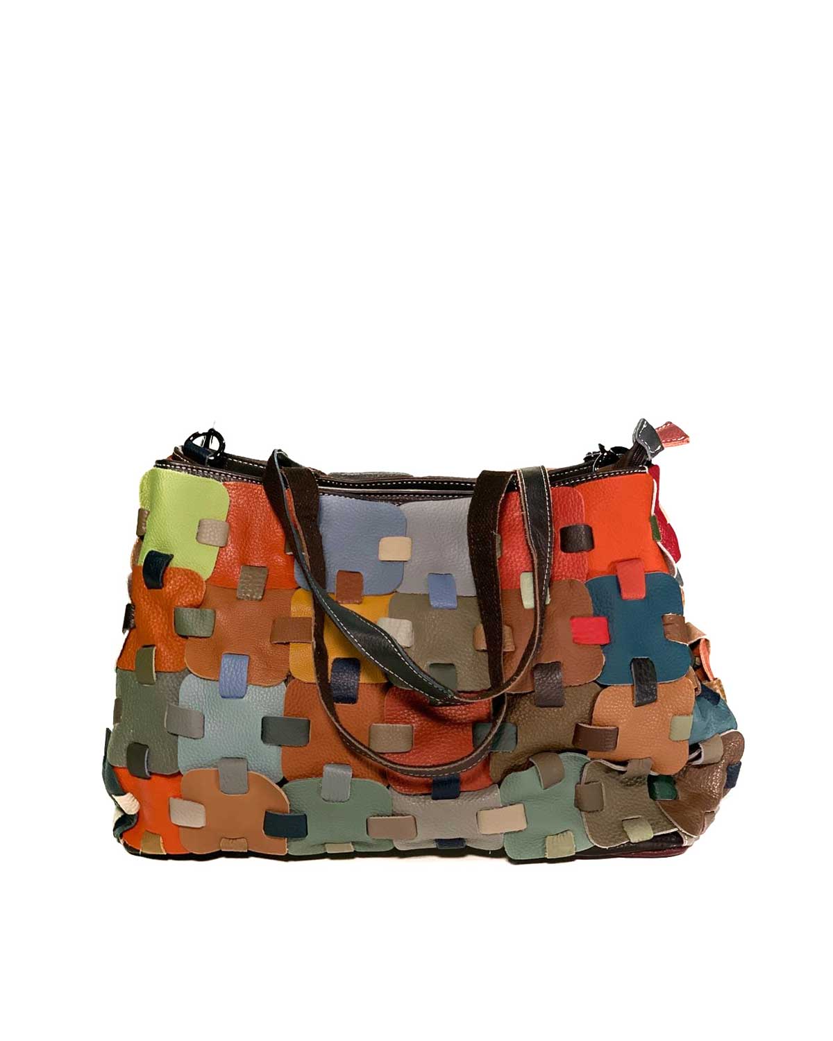 Roberta multicolored woven genuine leather women's handbag and shoulder bag 6653