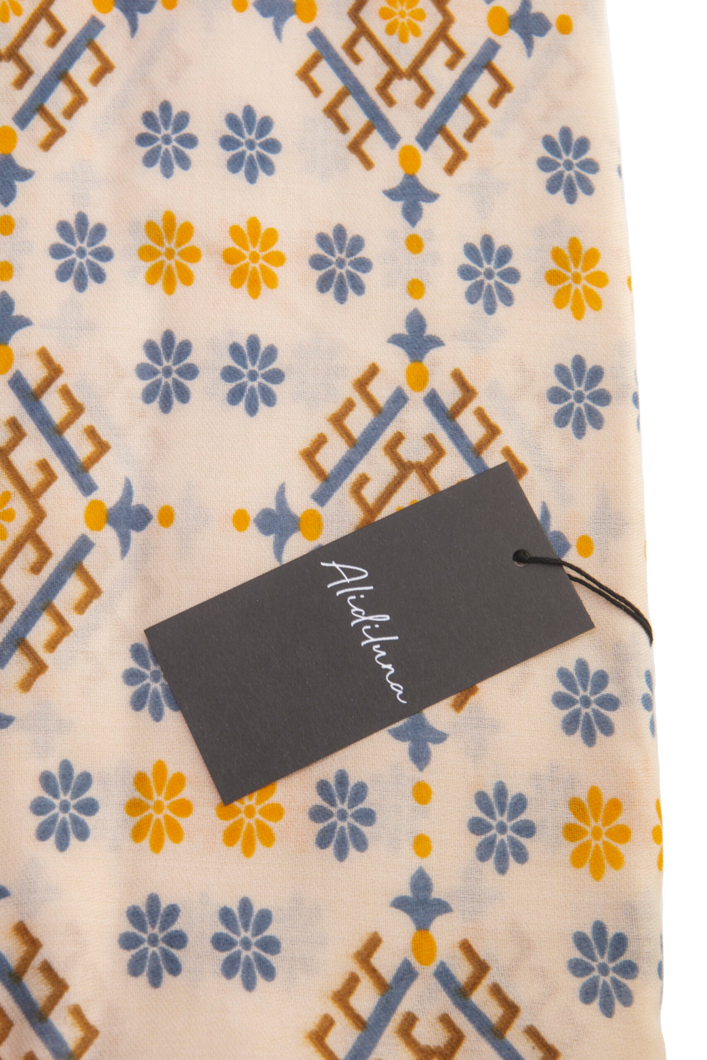 Sciarpa, foulard, Pashmina Uomo/Donna in Lana e Acrilico Bianco Panna con motivi vari