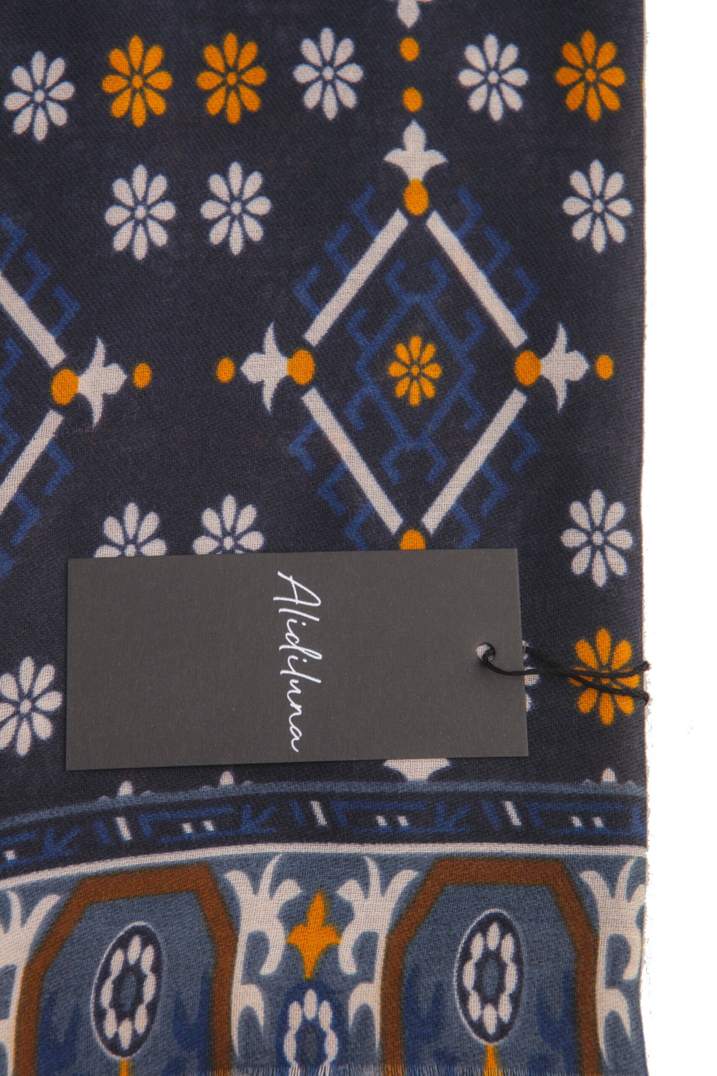 Sciarpa, foulard, Pashmina Uomo/Donna in Lana e Acrilico Blu con motivi geometrici fluoreali