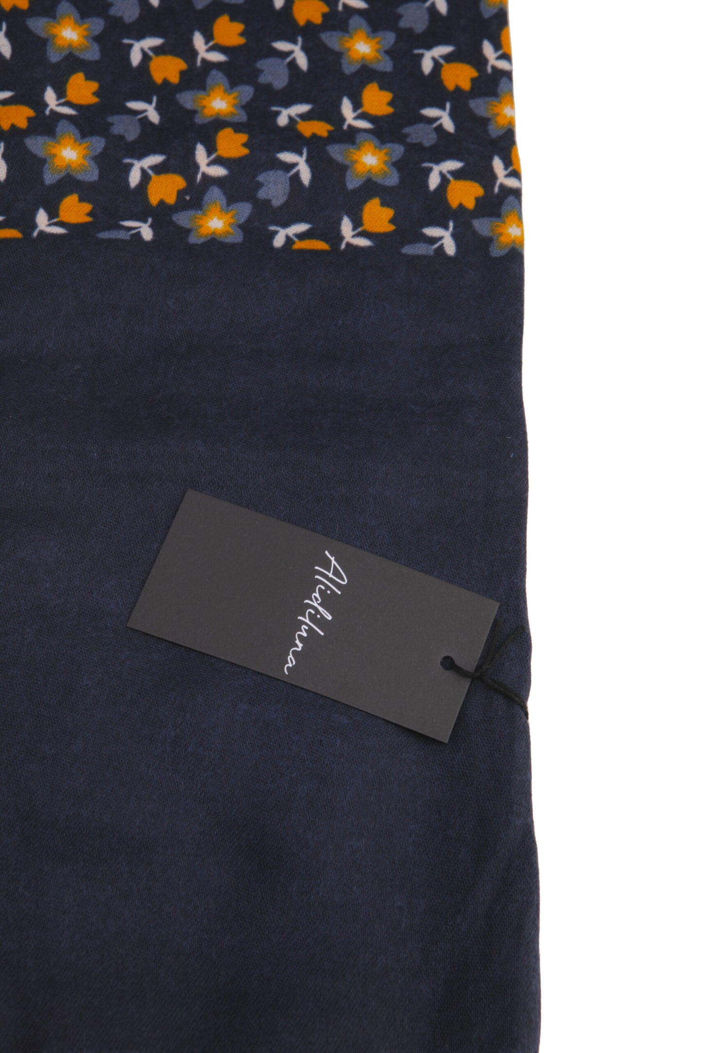 Sciarpa, foulard, Pashmina Uomo/Donna in Acrilico e Lana color blu con piccoli fiori arancio stilizzati vari colori