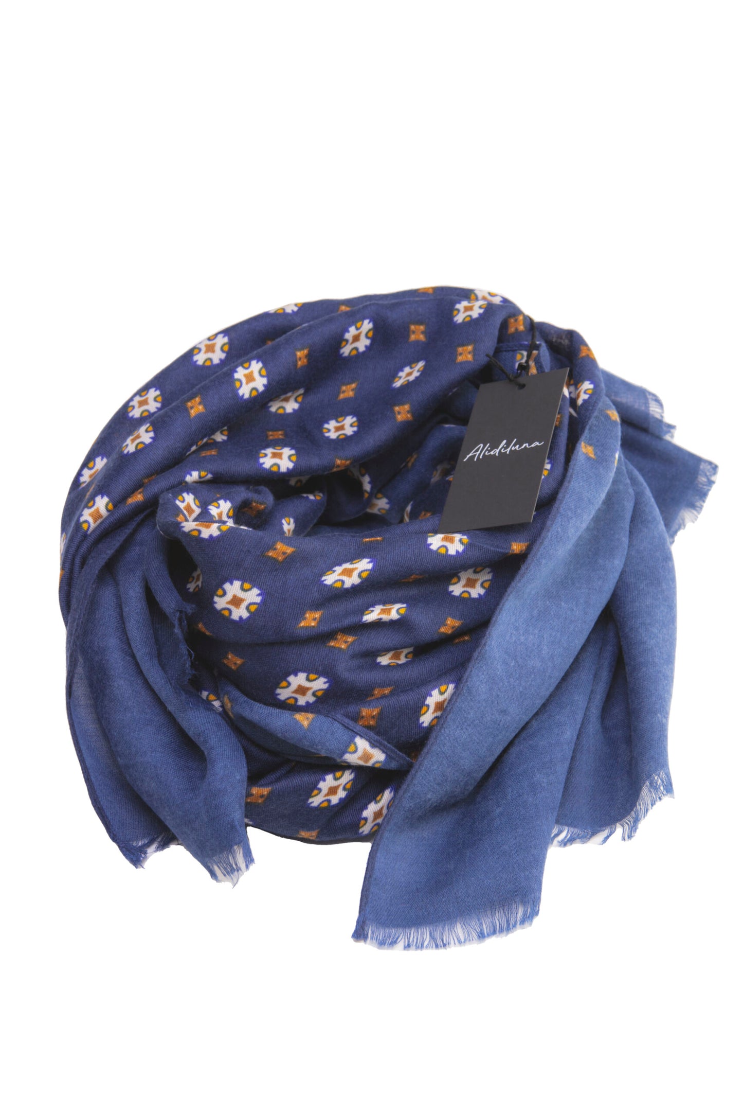Sciarpa, foulard, Pashmina Uomo/Donna in Lana e Acrilico Blu con motivi geometrici