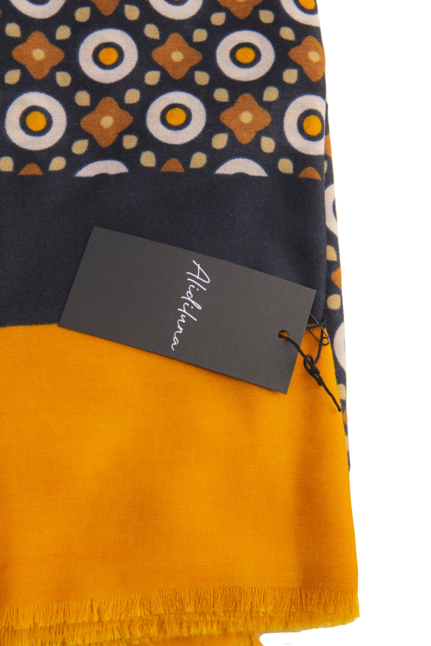 Sciarpa, foulard, Pashmina Uomo/Donna in Lana e Acrilico Blu con motivi geometrici multicolore