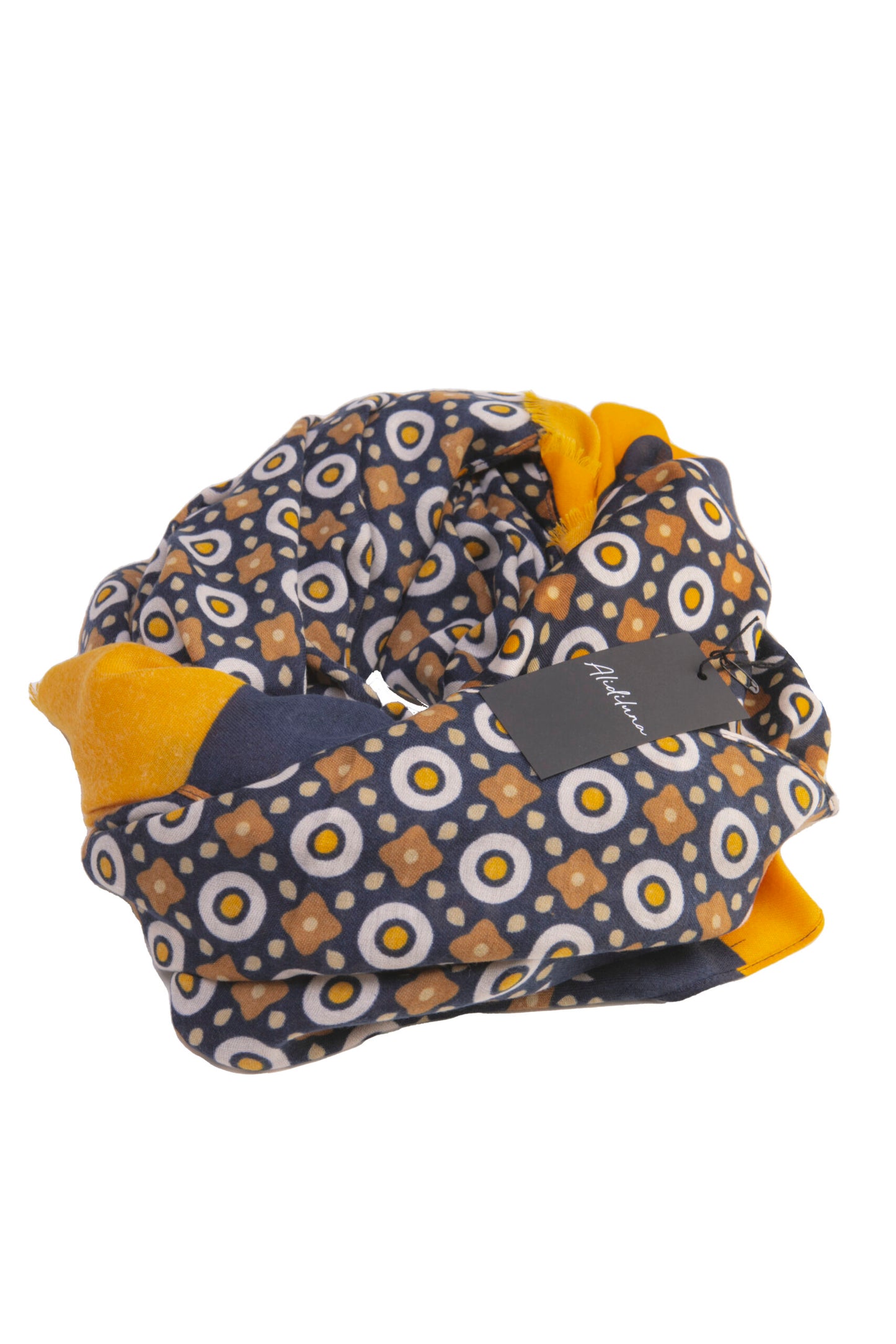 Sciarpa, foulard, Pashmina Uomo/Donna in Lana e Acrilico Blu con motivi geometrici multicolore