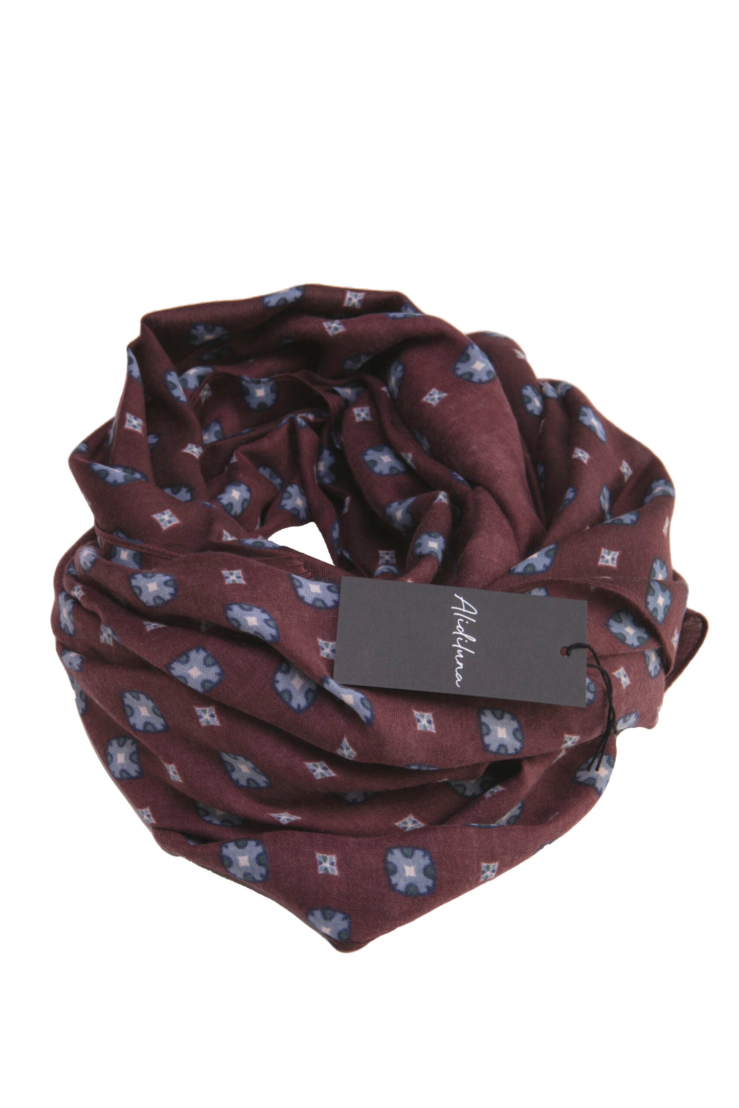 Sciarpa, foulard, Pashmina Uomo/Donna in Acrilico e Lana Bordeaux con Motivo Geometrico Multicolore