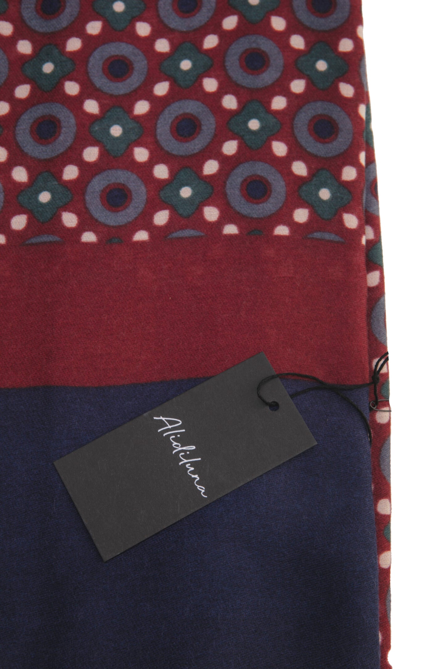 Sciarpa, foulard, Pashmina Uomo/Donna in Lana e Acrilico Bordeaux Blu motivi geometrici multicolore