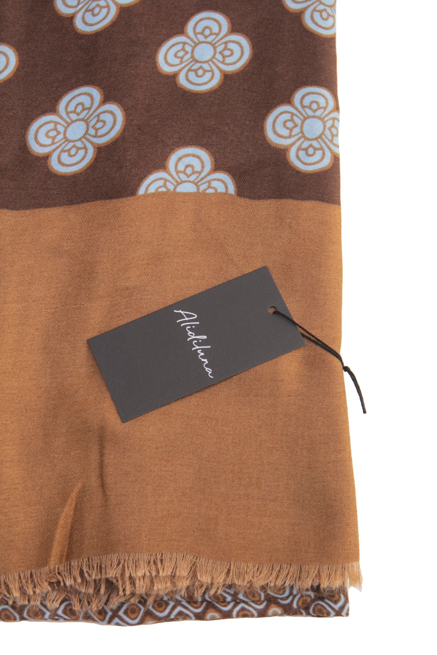 Sciarpa, foulard, Pashmina Uomo/Donna in Lana e Acrilico Marrone con Motivo Floreale