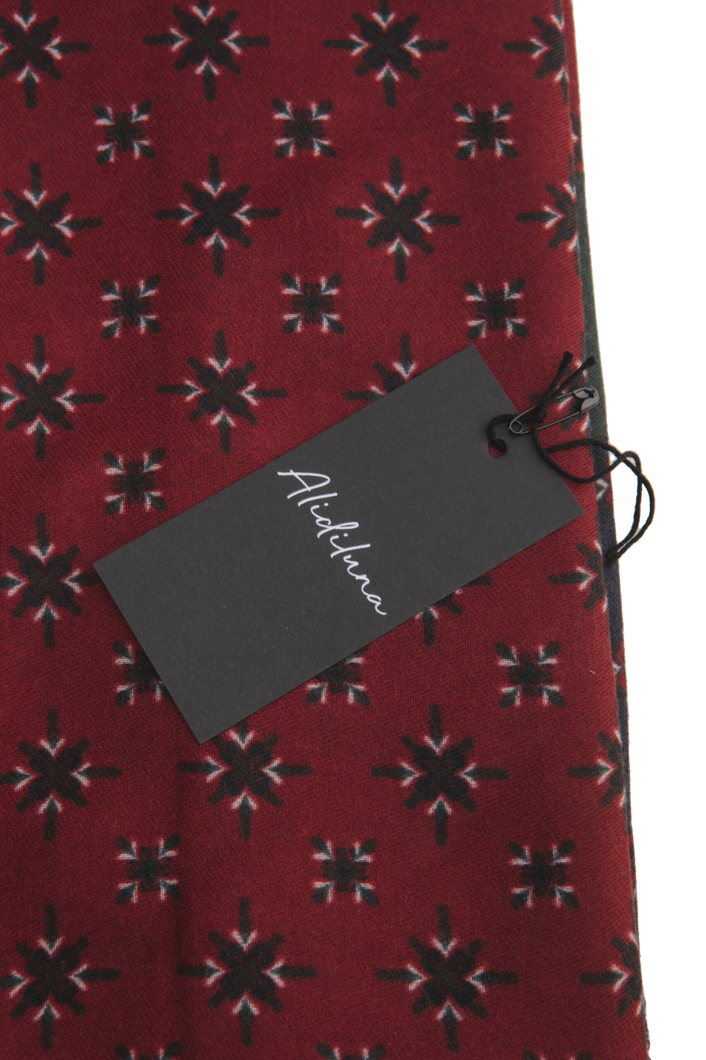Sciarpa, foulard, Pashmina Uomo/Donna in Lana e Acrilico Bordeaux con motivo geometrico scuro fascia Verde Blu