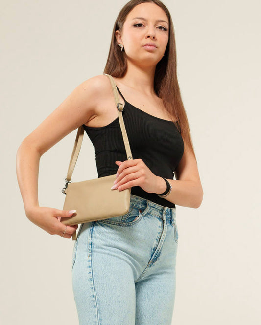 Pochette a tracolla Donna Chiara in vera pelle Taupe
