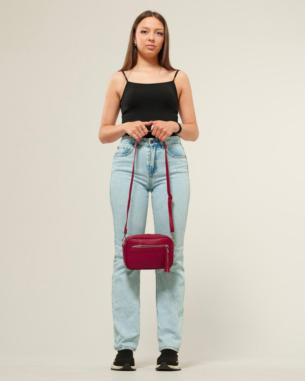 Borsa Tracolla donna Alessia Vera Pelle Bordeaux Compatta