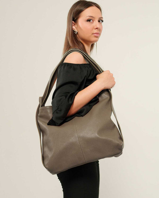 Borsa Spalla Zaino Donna Francesca Vera Pelle Fango Versatile Pratica