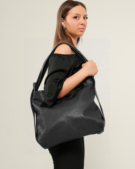 Borsa Spalla Zaino Donna Francesca Vera Pelle Nero Versatile Pratica