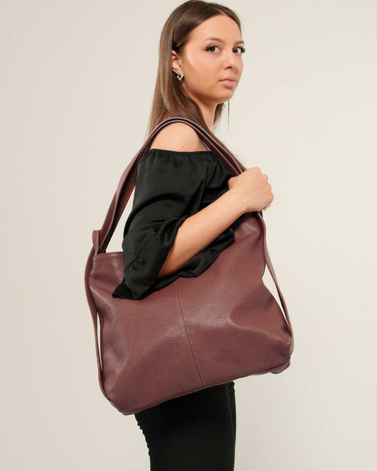 Borsa Spalla Zaino Donna Francesca Vera Pelle Marrone Versatile Pratica