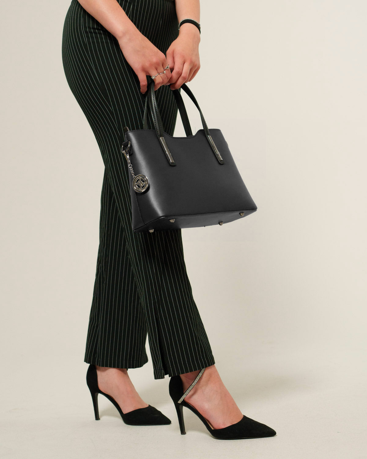 Borsa spalla o a mano donna Adele in vera pelle Nero con Zip