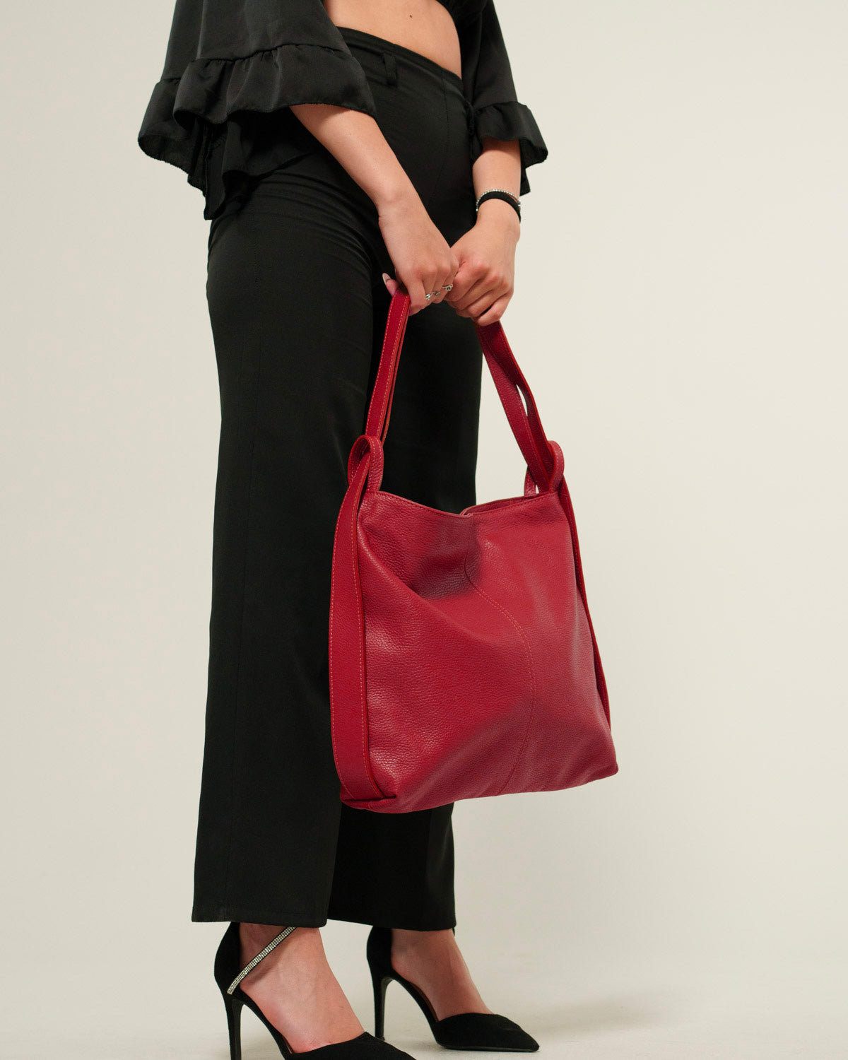 Borsa Spalla Zaino Donna Francesca Vera Pelle Rosso Versatile Pratica