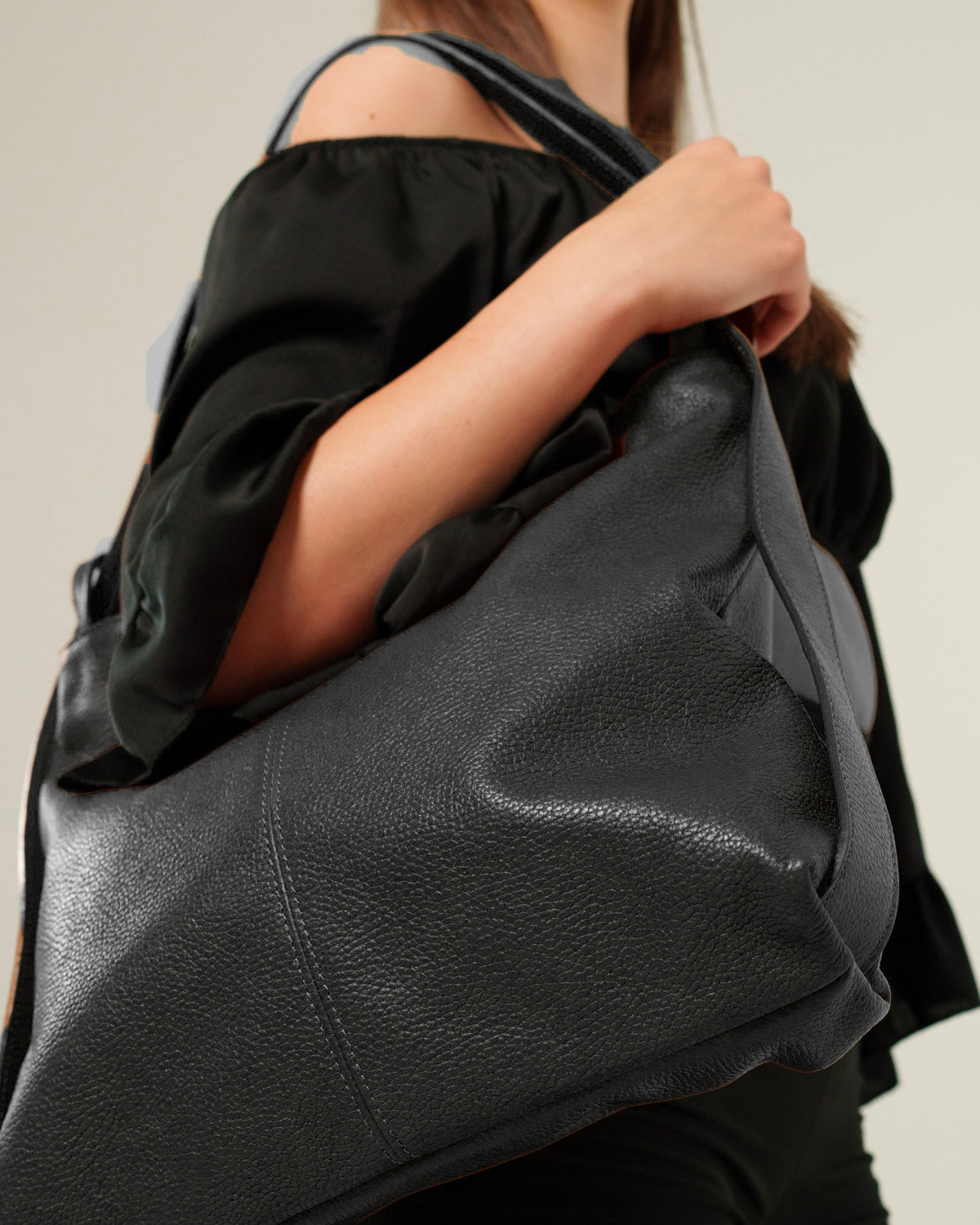 Borsa Spalla Zaino Donna Francesca Vera Pelle Nero Versatile Pratica