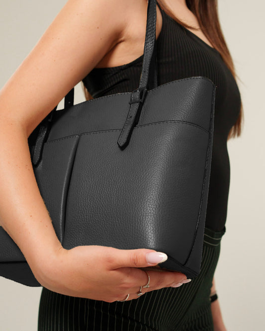 Borsa Mano Spalla Donna Monica Vera Pelle Nero Elegante