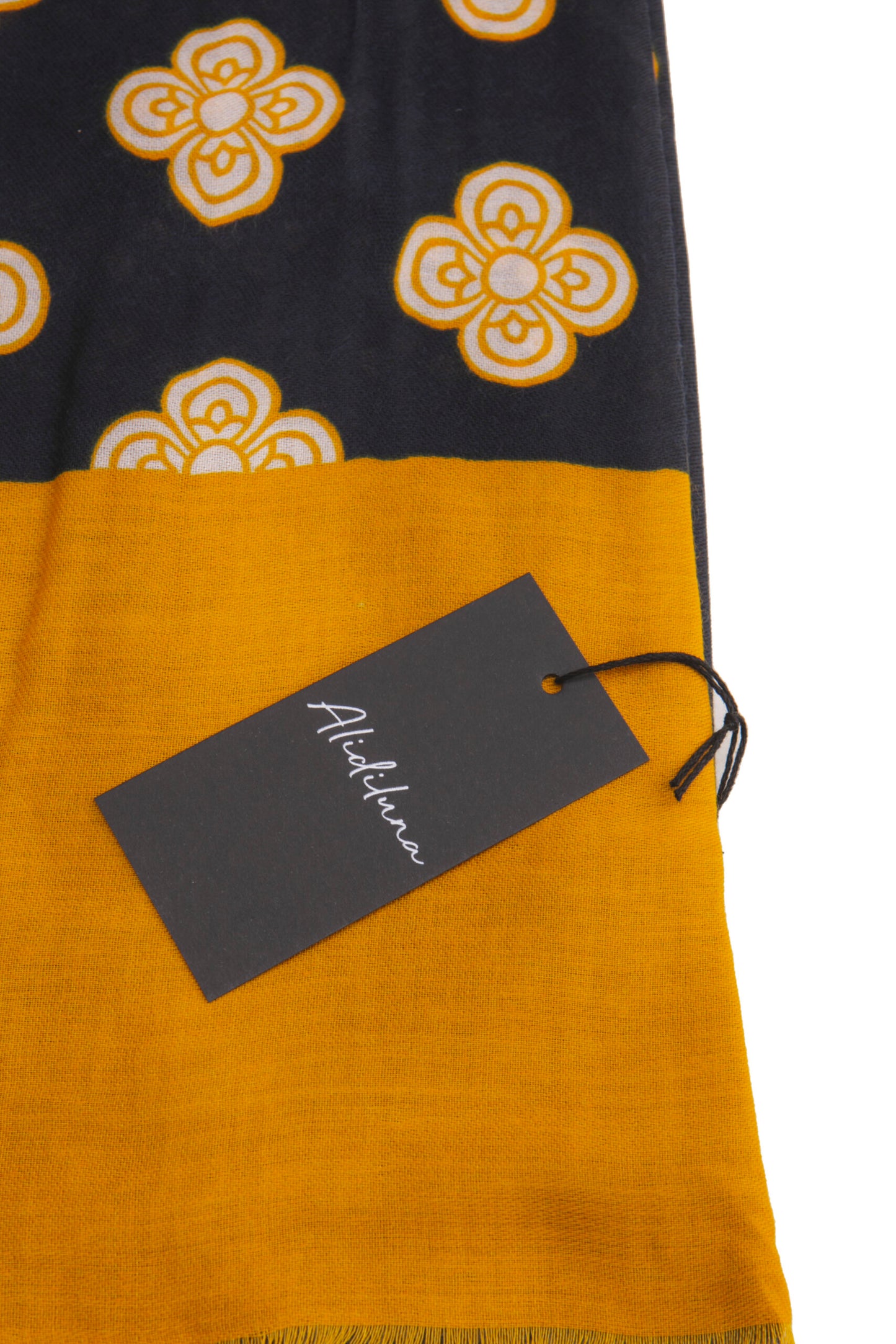 Sciarpa, foulard, Pashmina Uomo/Donna in Lana e Acrilico Blu scuro con Motivo Floreale