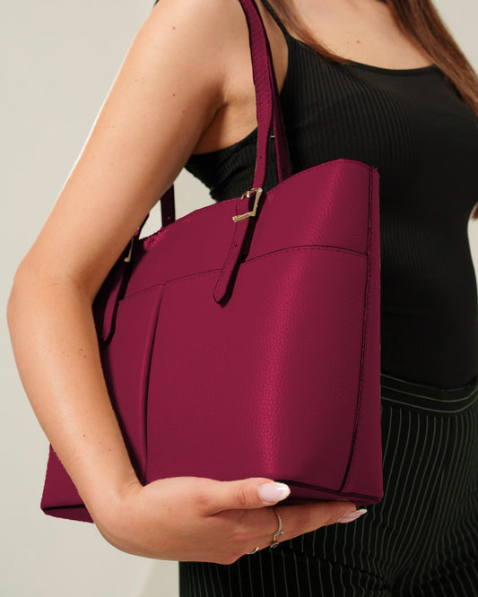 Borsa Donna Monica Vera Pelle Vino Elegante