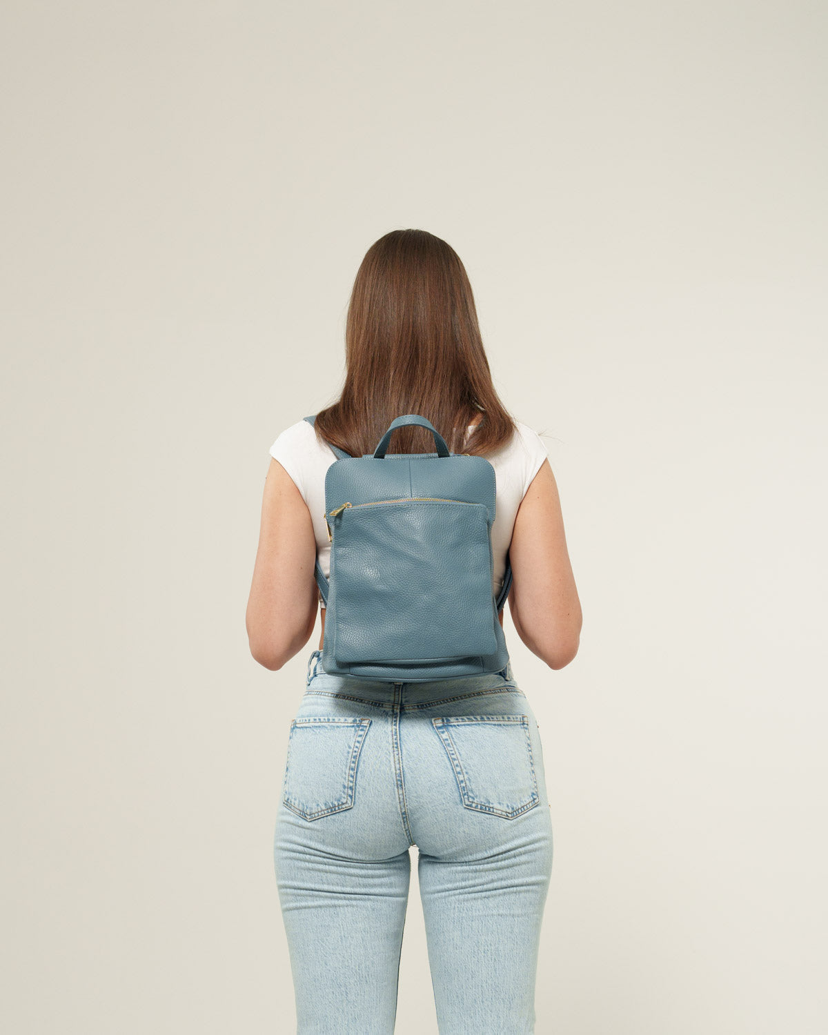 Zaino donna Rosalba in vera pelle Azzurro tasche zip