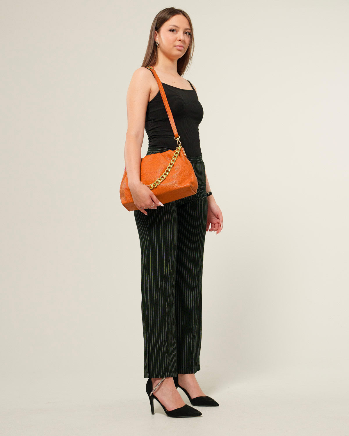 Borsa Spalla Tracolla a Mano Donna Lauretana Vera Pelle Cognac chiaro Elegante Morbida