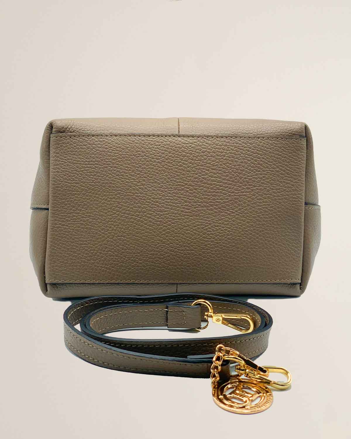 Borsa a mano o tracolla o spalla donna in pelle dollaro Dominique color Fango made in Italy