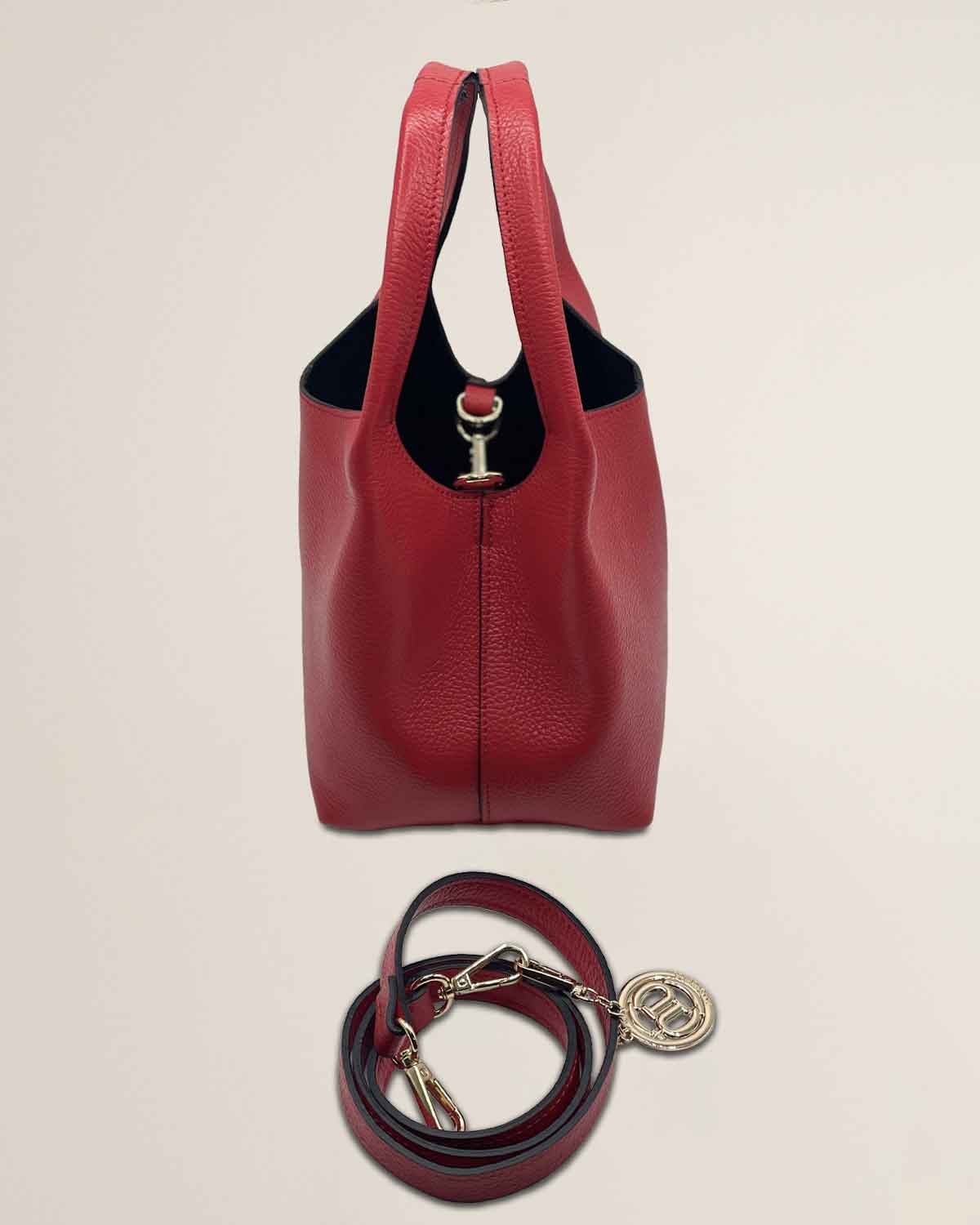 Borsa a mano o tracolla o spalla donna in pelle dollaro Dominique color rosso