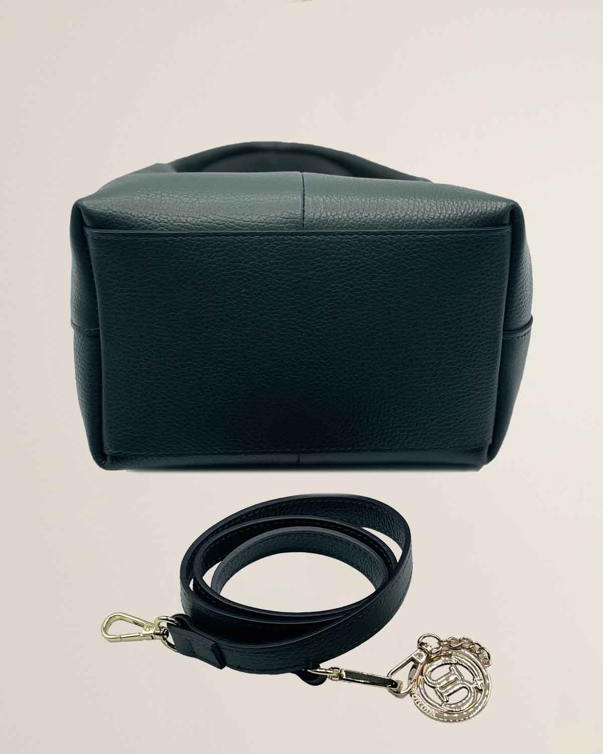 Borsa a mano o tracolla o spalla donna in pelle dollaro Dominique color Verde bottiglia