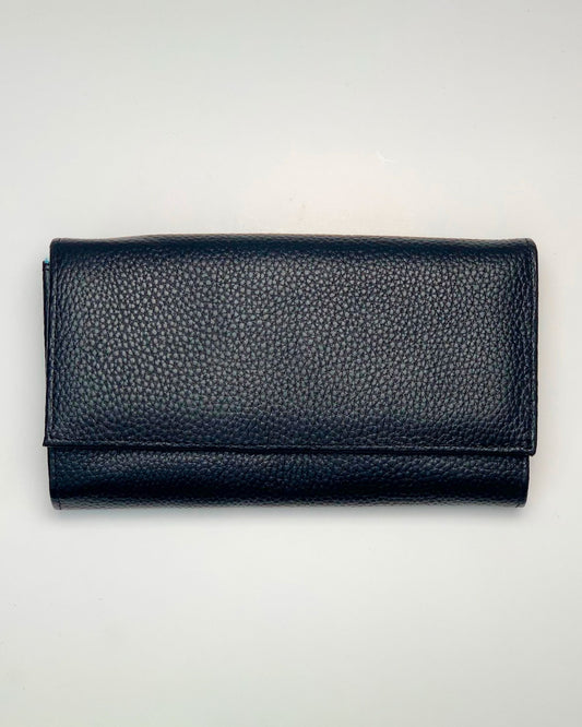 Portafoglio Portamonete Porta Carte donna Athena in vera pelle artigianale Nero made in italy