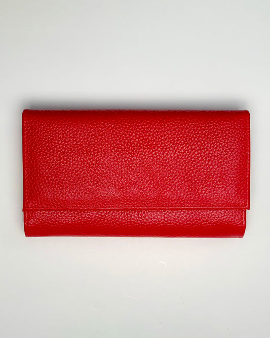 Portafoglio Portamonete Porta Carte donna Athena in vera pelle artigianale Rosso