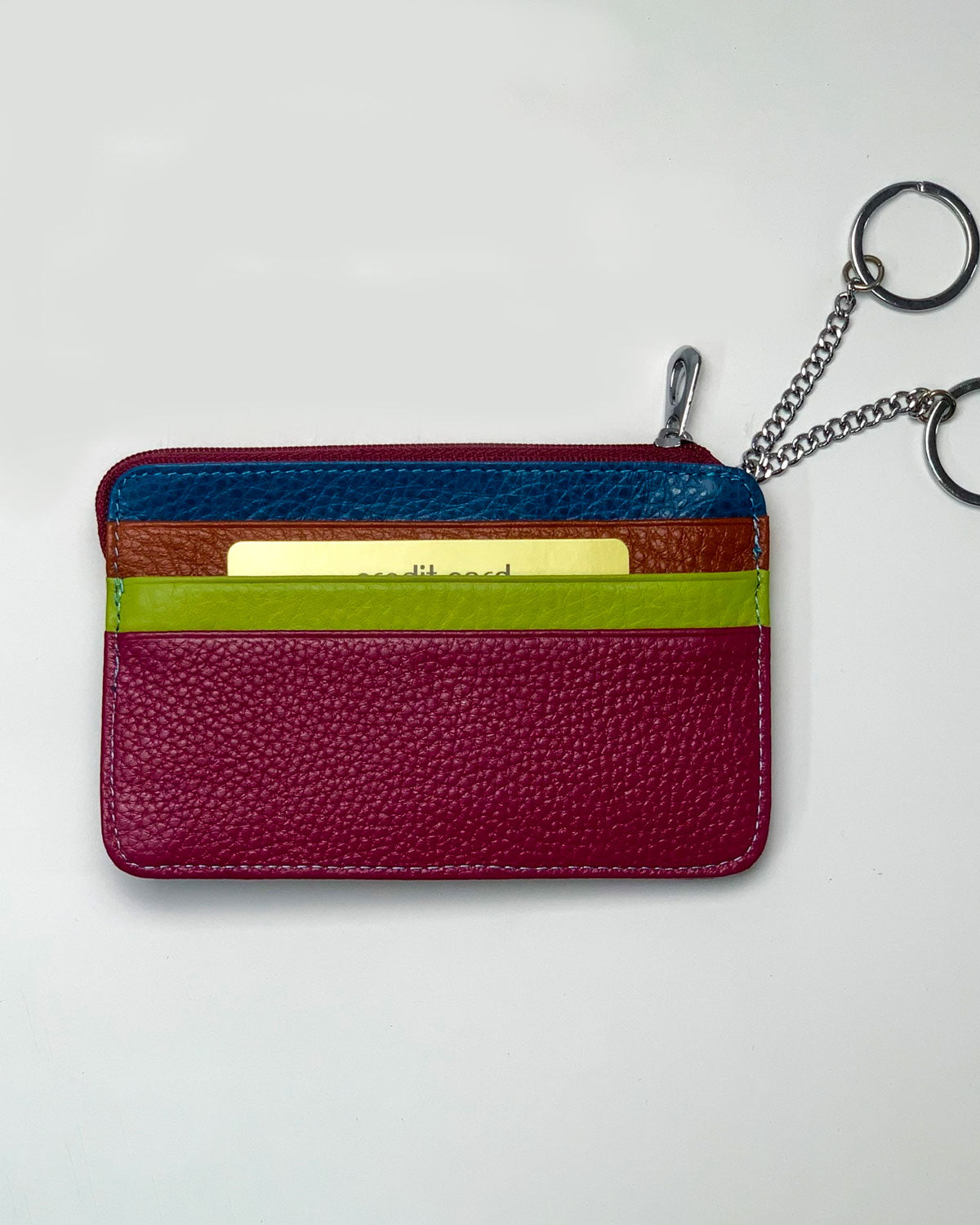 Zeus men's card holder and coin purse in multicolored cyclamen leather, made in Italy.