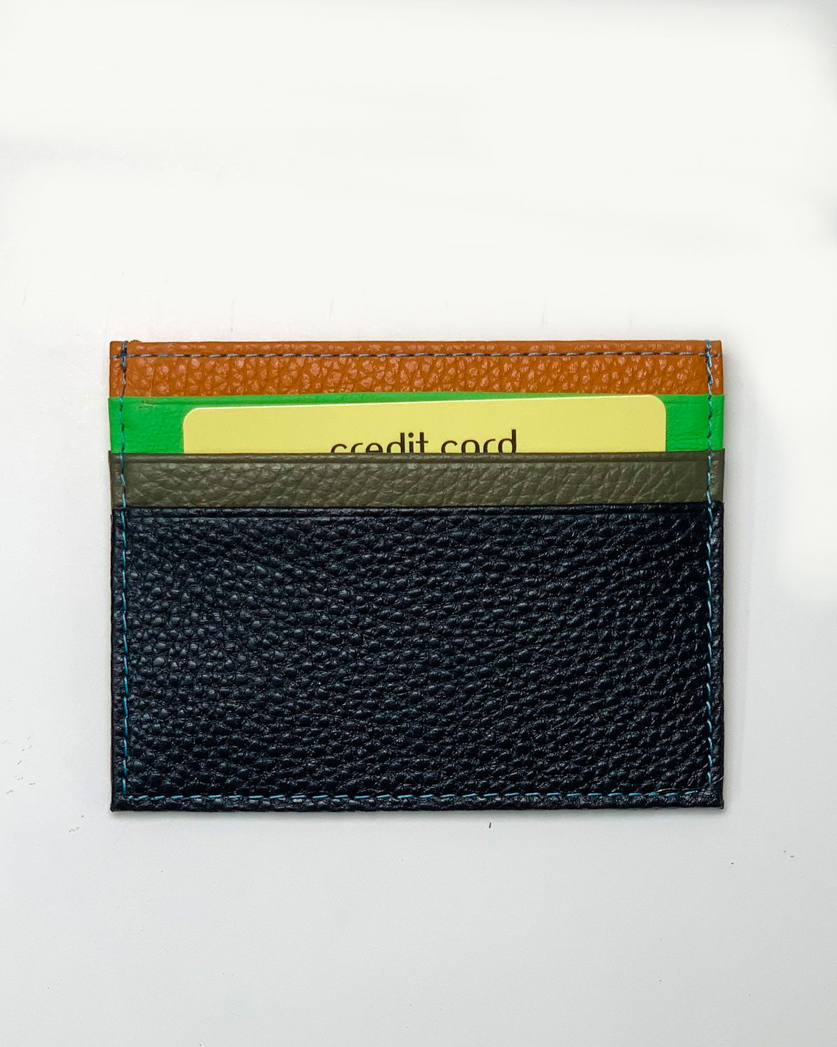 Giove men's card holder in black and multicolored leather, made in Italy.